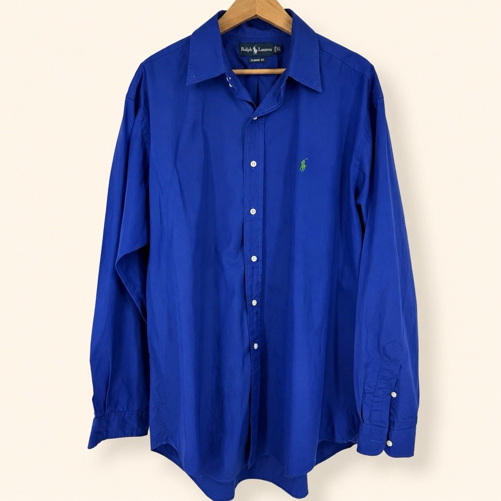 Polo Ralph Lauren Mens XL Button Down Shirt Royal Blue Pony Preppy Old Money